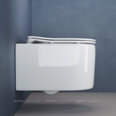 Комплект подвесной безободковый унитаз Ceramica Nova Moments Rimless CN3003 37 x 49 x 34 см с сиденьем Soft Close + инсталляция Geberit Duofix UP320 111.300.00.5 - 3 изображение