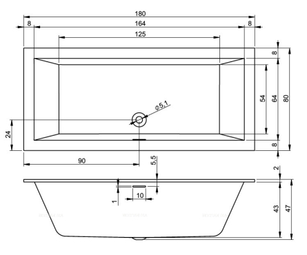 Акриловая ванна Riho Rething Cubic 180x80 R BD91C0500000000 - 3 изображение