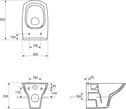 Унитаз подвесной Cersanit Carina Clean On S-MZ-Carina-COn-S-DL-w сиденье с дюропластом slim lift - 9 изображение