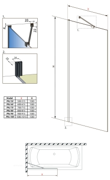 Шторка для ванны Radaway Idea PNJ II 80 см 10001080-54-01 стекло прозрачное, профиль черный - 4 изображение