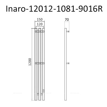 Полотенцесушитель электрический Маргроид Inaro профильный 120х15 см Inaro-12012-1081-9016R матовый белый - 4 изображение