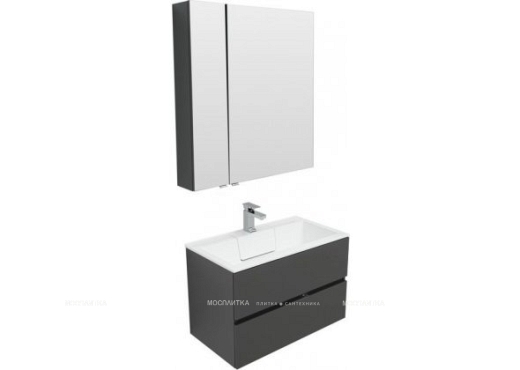 Комплект мебели для ванной Aquanet Алвита 80 серый антрацит - 4 изображение