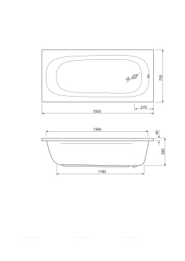Акриловая ванна 150х70 см Cezares Piave PIAVE-150-70-42 белая - 3 изображение