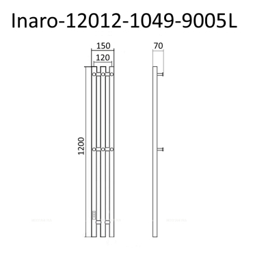 Полотенцесушитель электрический Маргроид Inaro 120х15 см Inaro-12012-1049-9005L матовый черный - 6 изображение