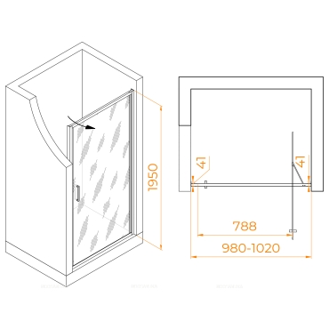 Душевая дверь RGW Stilvoll SV-05-Gr 100х195 см 70320510-110 профиль серый, стекло прозрачное - 2 изображение