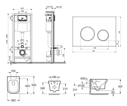 Комплект подвесной безободковый унитаз Lavinia Boho Bristol Rimless, микролифт, 75110219 - 8 изображение
