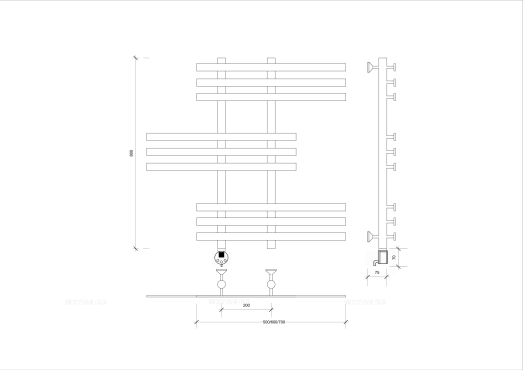Полотенцесушитель электрический Secado Понтида 6 80х70 см 4603777457440 L, хром - 2 изображение