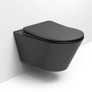 Комплект подвесной безободковый унитаз Creto Logan L3 черный матовый 1003-002-L3BlMat + инсталляция Am.Pm ProC I012707 - 4 изображение