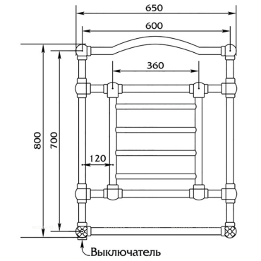 Полотенцесушитель электрический Migliore Edward DX ML.EDW-EL.501, 60 x 80 см, бронза, провод справа - 2 изображение