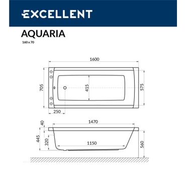 Акриловая ванна Excellent Aquaria 160x70 WAEX.AQU16WH - 6 изображение