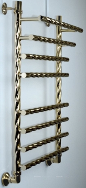 Полотенцесушитель водяной Двин F braid 60/50 1"-3/4"-1/2" 4627159983549, золотой хром - 3 изображение
