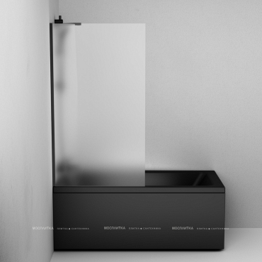 Душевая шторка на ванну Am.Pm Gem 80х140 см W90BS-080-140BM профиль черный, стекло матовое - 5 изображение