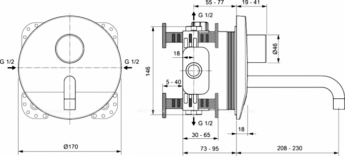 Смеситель для раковины встраиваемый со смешиванием Ideal Standard CERAPLUS A6154AA - 2 изображение