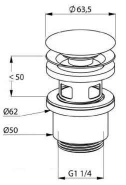 Донный клапан для раковин с переливом Kludi Push-open 1042405-00 - 2 изображение