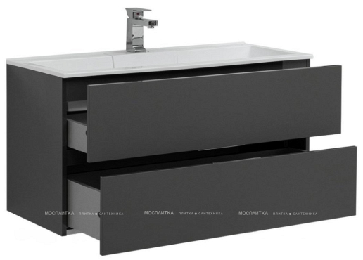 Комплект мебели для ванной Aquanet Алвита 100 серый антрацит - 8 изображение