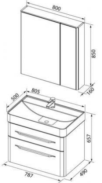 Комплект мебели для ванной Aquanet Виченца 80 белый глянец - 9 изображение