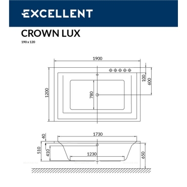 Акриловая ванна Excellent Crown Lux 190x120 WAEX.CRO19WH - 5 изображение