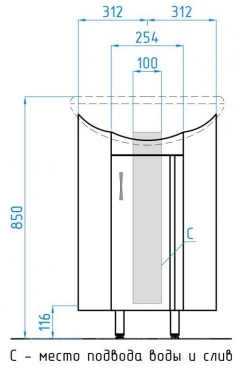 Тумба с раковиной Style Line Веер угловая, ЛС-00000092 - 3 изображение
