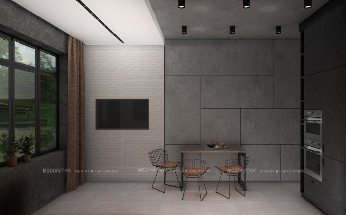 Дизайн Кухня-гостиная в стиле Лофт в белом цвете №12801 - 3 изображение