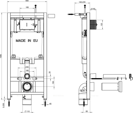 Комплект подвесной безободковый унитаз Jacob Delafon Struktura E21741RU-00 с сиденьем микролифт + система инсталляции с кнопкой хром - 8 изображение