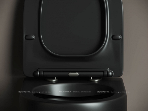 Комплект подвесной безободковый унитаз Ceramica Nova Metropol Rimless с крышкой-сиденьем CN4002MB, черный матовый + инсталляция Geberit Delta 458.149.21.1 с кнопкой, хром глянцевый - 8 изображение