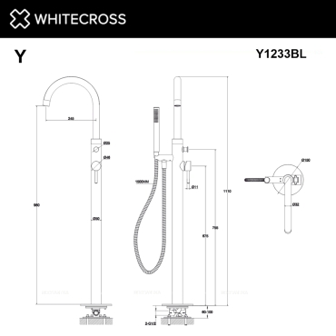 Смеситель для ванны с душем Whitecross Y black Y1233BL матовый черный - 3 изображение