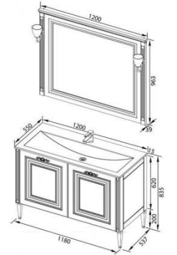Комплект мебели для ванной Aquanet Паола 120 белый/патина золото - 8 изображение