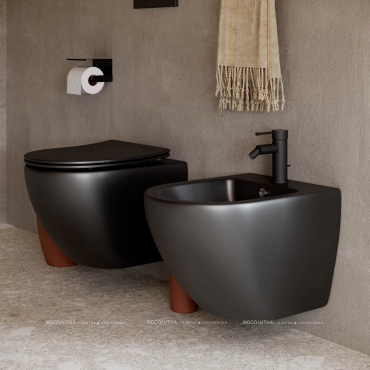 Комплект подвесной безободковый унитаз Ceramica Nova Metropol Rimless с крышкой-сиденьем CN4002MB, черный матовый + инсталляция для унитазов Bocchi 8010-1000 - 7 изображение