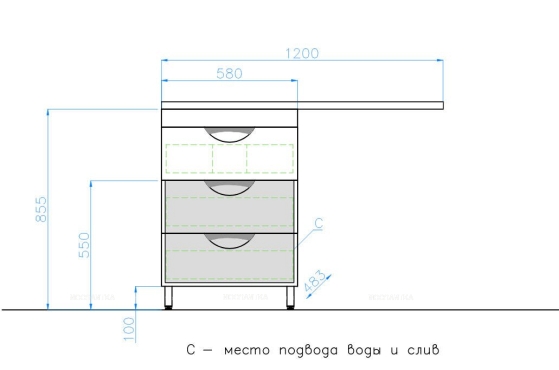 Тумба под раковину Style Line Жасмин 60, с 3-мя ящиками, белая - 8 изображение
