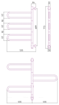 Полотенцесушитель электрический Сунержа Парео 4.0 77,3х53,5 см 30-0823-0773 матовый белый - 3 изображение