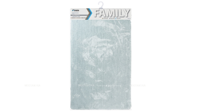 Коврик для ванной Fixsen Family, голубой, 1-ый 70х120 см, FX-9003C - 5 изображение