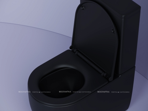Унитаз-компакт безободковый Ceramica Nova Metropol Rimless CN4001MB с крышкой-сиденьем микролифт, черный матовый - 3 изображение
