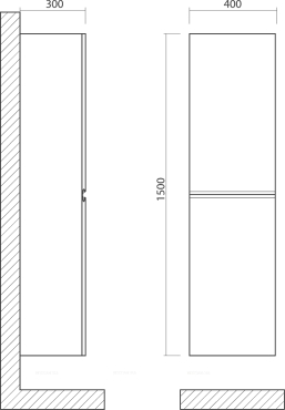 Шкаф-пенал Art&Max Platino 40 см AM-Platino-1500-2A-SO-BM белый матовый - 5 изображение