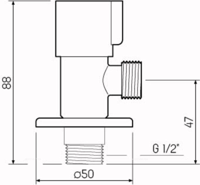 Кран для подключения сантехнических приборов РМС SUS124KR-01B нержавеющая сталь - 2 изображение