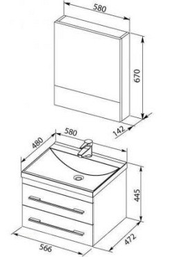 Комплект мебели для ванной Aquanet Нота 58 белый зеркало камерино - 7 изображение