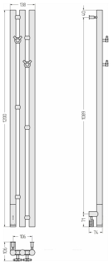 Полотенцесушитель электрический Сунержа Терция 3.0 120х13,8 см 03-5844-1211 золото - 4 изображение