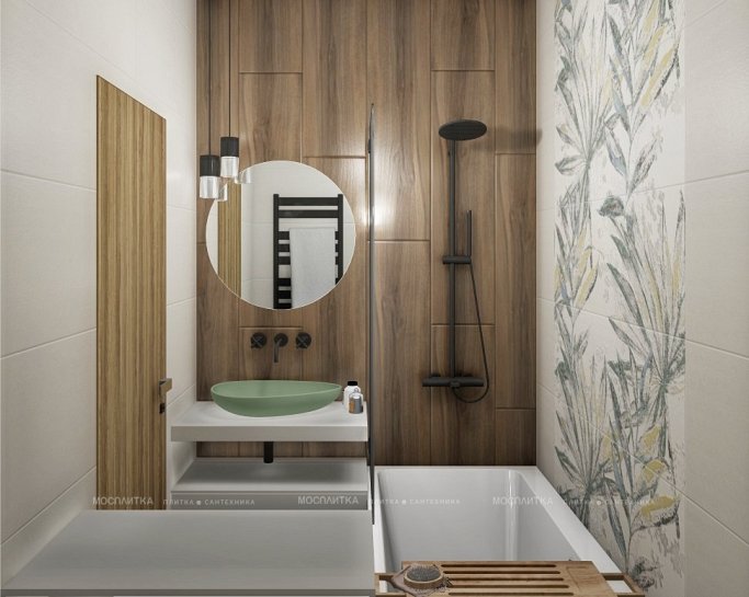 Дизайн Ванная в стиле Современный в бежевом цвете №12307 - 3 изображение