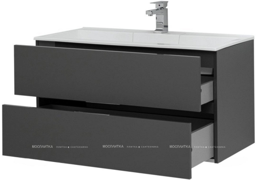 Комплект мебели для ванной Aquanet Алвита 100 серый антрацит - 11 изображение