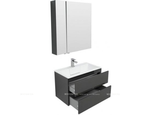 Комплект мебели для ванной Aquanet Алвита 80 серый антрацит - 8 изображение