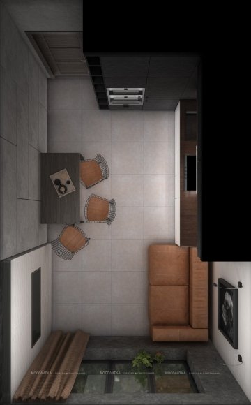 Дизайн Кухня-гостиная в стиле Лофт в белом цвете №12801 - 2 изображение
