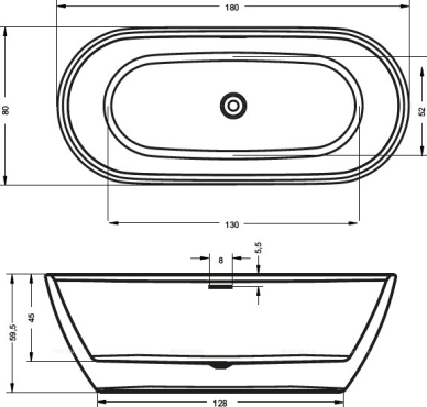 Акриловая ванна Riho Inspire 180 velvet BD02C2000000000 - 3 изображение
