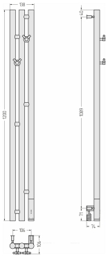 Полотенцесушитель электрический Сунержа Терция 3.0 120х13,8 см 05-5845-1211 состаренная бронза - 4 изображение