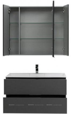 Комплект мебели для ванной Aquanet Алвита 100 серый антрацит - 4 изображение