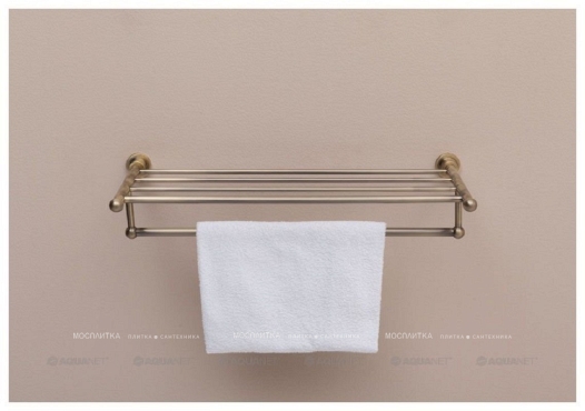Полка для полотенец с полотенцедержателем Aquanet 3862, 63 см, бронза - 3 изображение