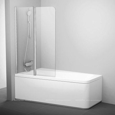 Шторка на ванну Ravak 10CVS2-100 L блестящая+ транспарент, серый - 2 изображение