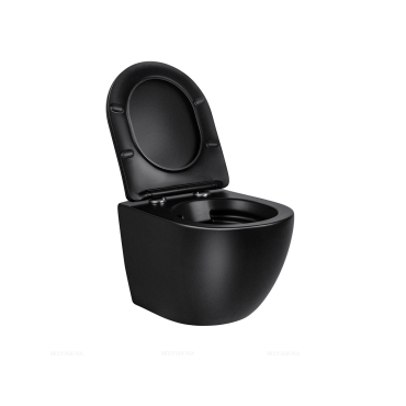 Комплект подвесной безободковый унитаз Vincea Globo VT1-14SMB с сиденьем soft-close, черный матовый + инсталляция Am.Pm ProI 012704 - 4 изображение