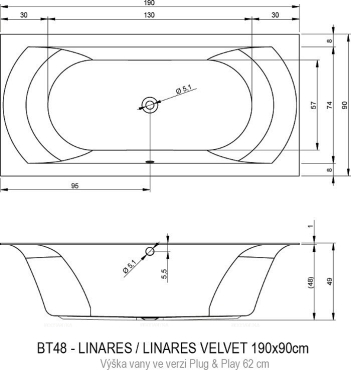 Акриловая ванна Riho Linares 190 L Plug&Play - 6 изображение