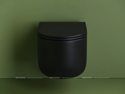 Унитаз подвесной безободковый Ceramica Nova Ulma Rimless CN4006MB с крышкой-сиденьем микролифт, черный матовый - 3 изображение