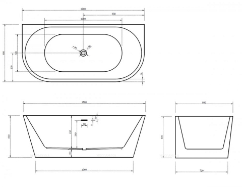 Акриловая ванна Abber 170x80x60 AB9216-1.7 - 2 изображение