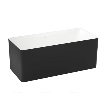 Акриловая ванна 166х77 см Wellsee Pure BY Wellsee 230703002 матовая черная / глянцевая белая - 2 изображение